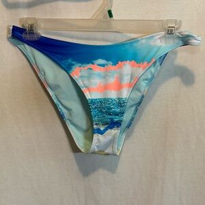 AA-458 Aerie NWT Cheeky Blue & Orange Lined Summer Swim Bikini Bottoms Size‎ XL